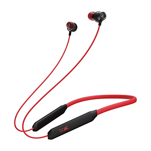 boAt Rockerz 205 Pro in Ear Bluetooth Neckband with Beast Mode™(Low Latency Upto 65ms), ENx™ Tech for Clear Voice Calls, 30 Hours Playtime, ASAP™ Charge,10mm Drivers,Dual Pairing & IPX5(Fiery Red)